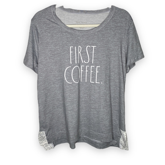 Rae Dunn First Coffee Short Sleeve Pajama Lounge Graphic T-Shirt Large - Picture 2 of 9